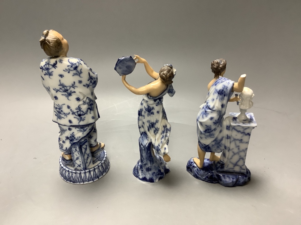 A set of eight German porcelain musicians, height 17cm